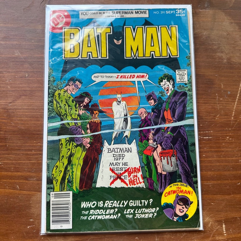 Vintage Batman #291 Sept 1977 DC Comics Rogues Gallery Death of Batman Raw G